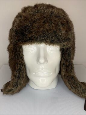 Brown Faux Fur Trapper Hat Ushanka Winter Ear Flap One Size